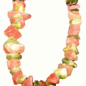 AVENTURINE & PINK AGATE OVERSIZE NUGGETS NECKLACE, 30 INCHES, GENUINE GEMS,
